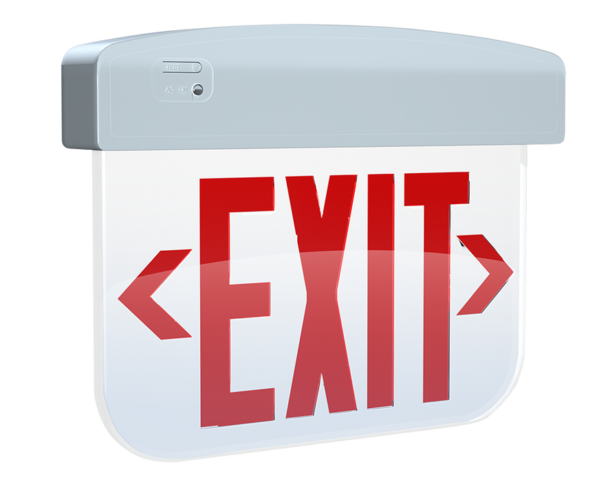 RAB Edgelit Plastic Exit 1-Face Emergency Red Letter Clear Panel White Housing (EXITEDGE34-1W/E)