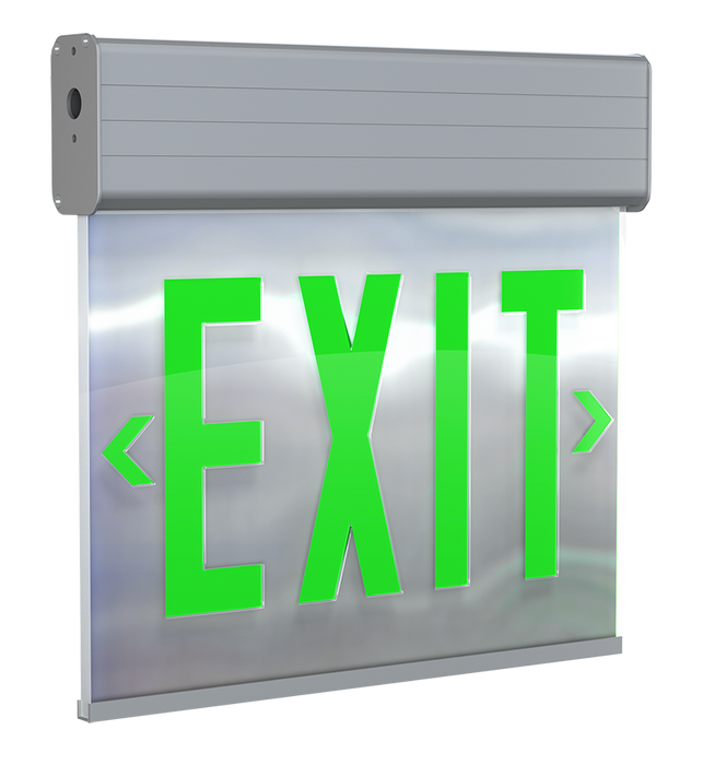 RAB Edgelit Exit 2-Face Emergency Green Letter Mirror Panel Aluminum Housing (EXITEDGE-GMP/E)