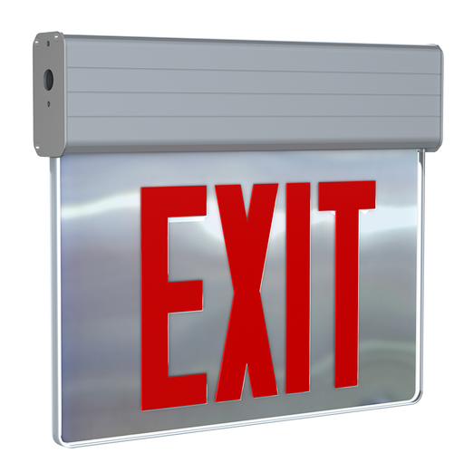 RAB Edgelit New York Exit 2-Face Red Letter Mirror Panel Aluminum Housing (EXITEDGE-MPNY)