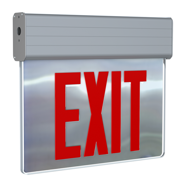 RAB Edgelit Exit 1-Face Emergency Red Letter Mirror Panel Aluminum Housing Self-Test (EXITEDGE-1MPS/E)