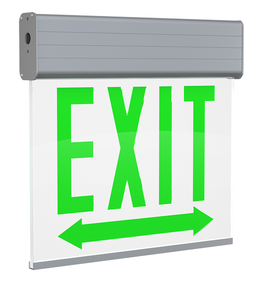 RAB Edgelit Chicago Exit 2-Face Emergency White Panel Aluminum Housing Left/Right Arrow (EXITEDGE-WPLRACH/E)