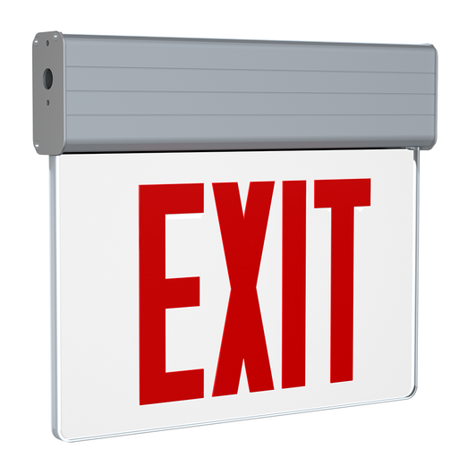 RAB Edgelit New York Exit 2-Face Emergency Red Letter White Panel Aluminum Housing (EXITEDGE-WPNY/E)