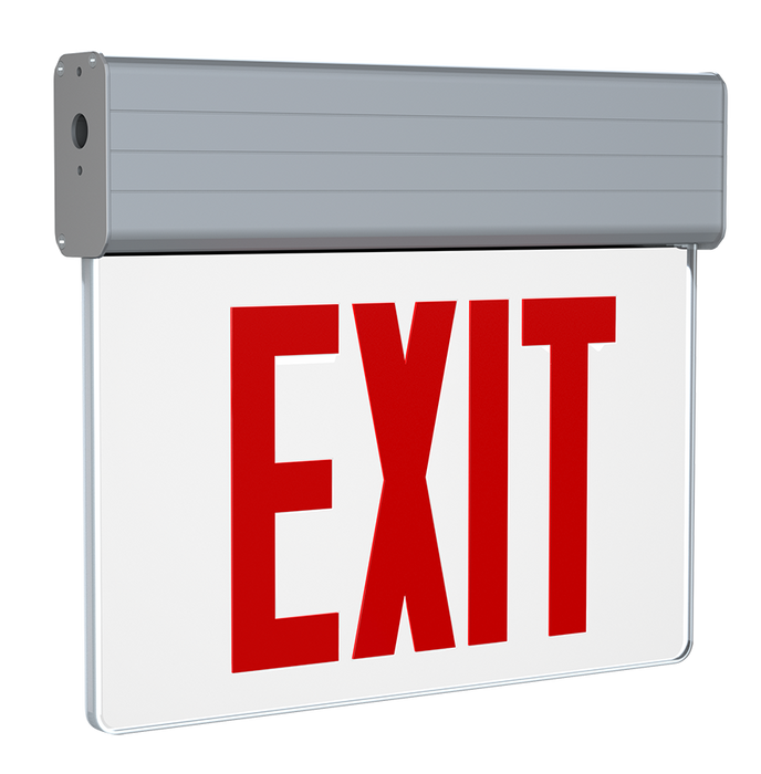 RAB Edgelit Exit 2-Face Emergency Red Letter White Panel Aluminum Housing Self-Test (EXITEDGE-WPS/E)