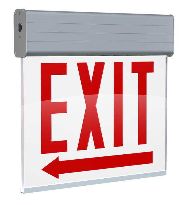 RAB Edgelit Chicago Exit 1-Face Emergency White Panel Aluminum Housing Left Arrow (EXITEDGE-1WPLACH/E)