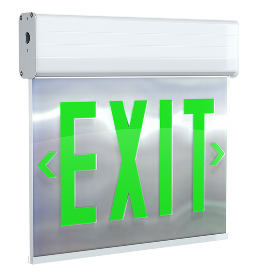 RAB Edgelit Exit 1-Face Emergency Green Letter Mirror Panel White Housing (EXITEDGE-1GMPW/E)