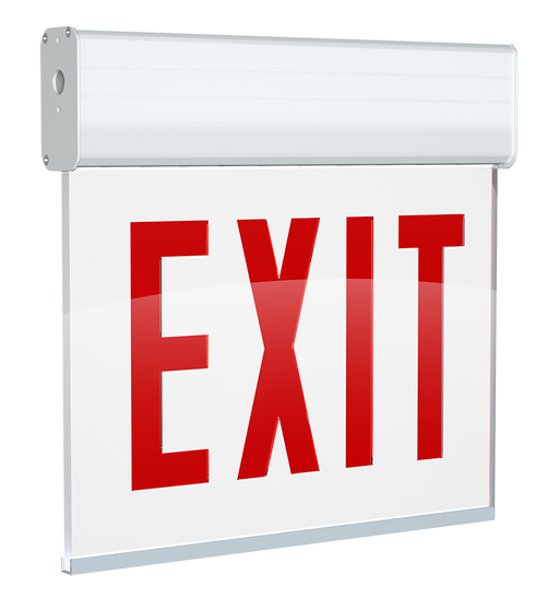 RAB Edgelit Exit 2-Face Emergency Red Letter White Panel White Housing (EXITEDGE-WPW/E)