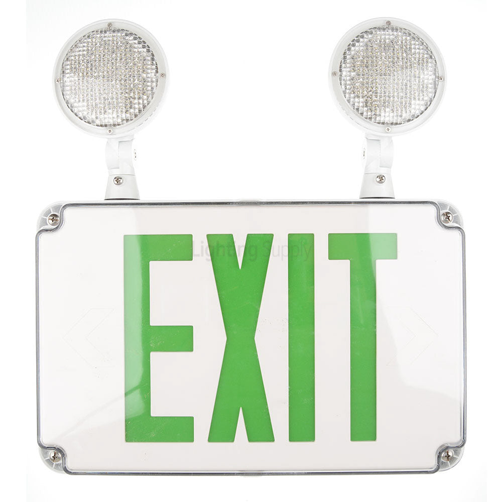 Exitronix VEX-WPCR-U-G-WH Wet Location Combination LED Exit Sign ...