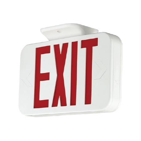 ATLAS Exit And Emergency Thermoplastic Exit Sign White Finish Red Letters 120-277V (EXPRWR)