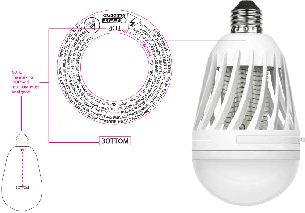 Feit Electric 9W Daylight 5000K E26 Base Cylinder Shape Bug Zapper Plus Light Bulb (C60/950CA/BZ/LED)