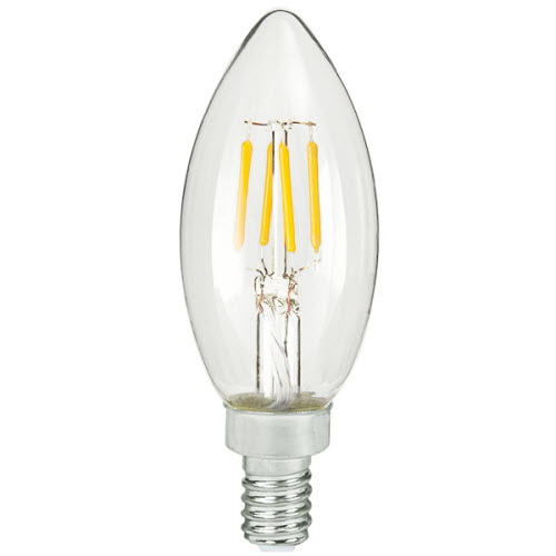 TCP LED Classic Filaments 4W B11 Dimmable 15000 Hours 40W Equivalent 2700K 300Lm E12 Base Clear 95 CRI (FB11D4027E12SCL95)