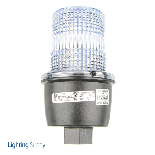 Federal Signal StreamLine Strobe Light Low Profile UL/cUL 120VAC NPT Pipe Mount Clear (LP3P-120C)