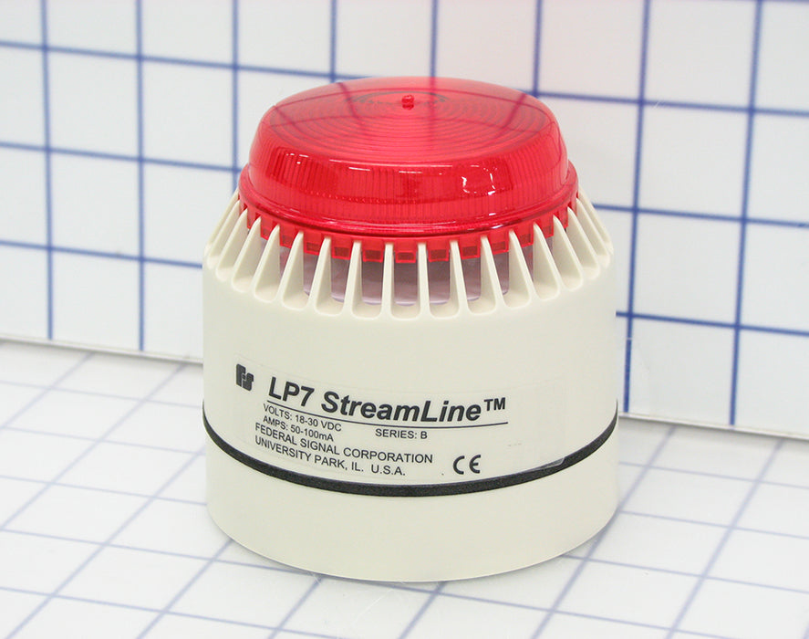 Federal Signal StreamLine Sounder Strobe Light Audible Visual CE Compliant 18-30VDC Red (LP7-18-30R)