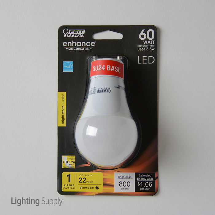 Feit Electric 8.8W A19 LED GU24 Base 3000K Dimmable 120V