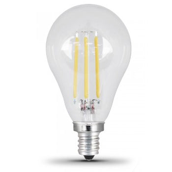 Feit Electric A15 Filament LED 40W Equivalent Dimmable Clear Candelabra Base 300Lm 5000K Bulb 2-Pack (BPA1540C/850/LED/2)