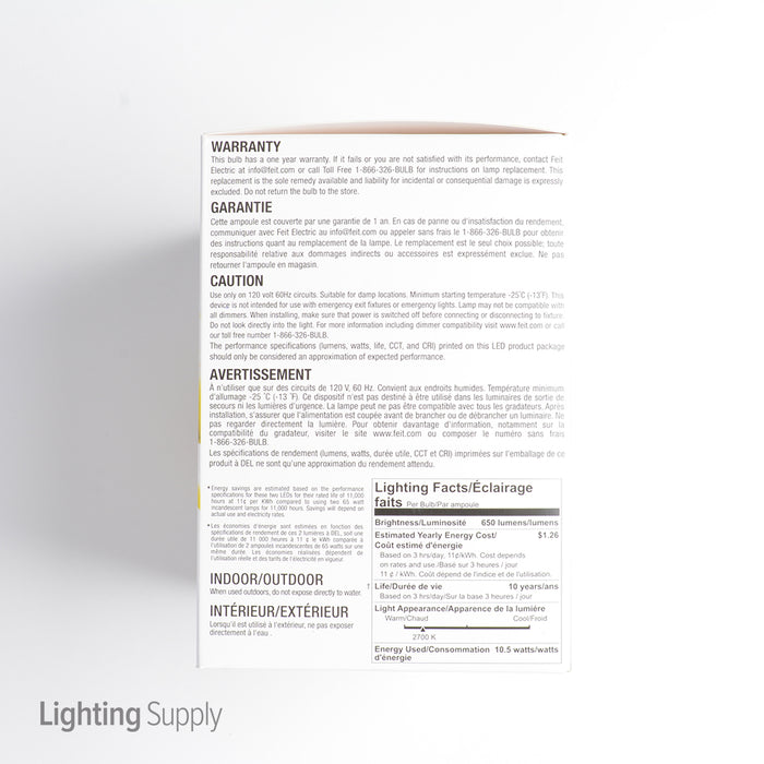 Feit Electric A19 40W Equivalent LED 450Lm 2700K Bulb 2-Pack (BR30DM/10KLED/2)