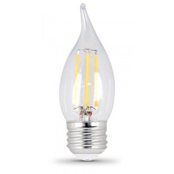 Feit Electric Filament LED 40W Equivalent Dimmable Bent Tip Medium Base Clear Decorative Bulb 300Lm 5000K Bulb 2-Pack (BPEFC40/850/LED/2)