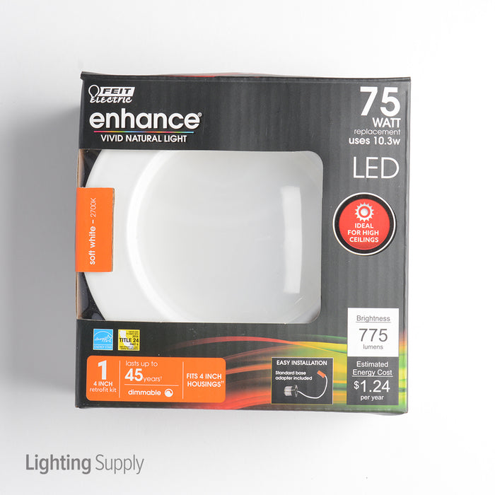 Feit Electric LED 4 Inch 75W Equivalent Retrofit Kit 775Lm 2700K CEC Compliant (LEDR4HO/CA/927)