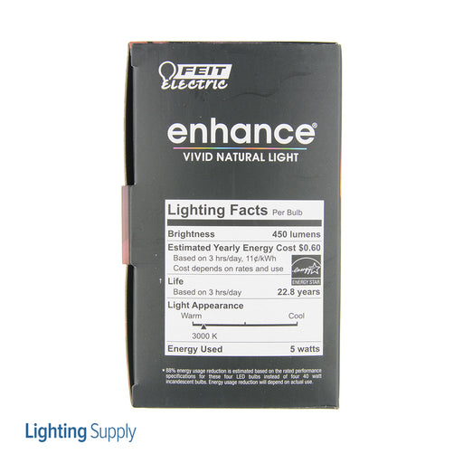 Feit Electric LED A19 5W 40W Equivalent 120V 450Lm 3000K 4-Pack (OM40DM/930CA/4)