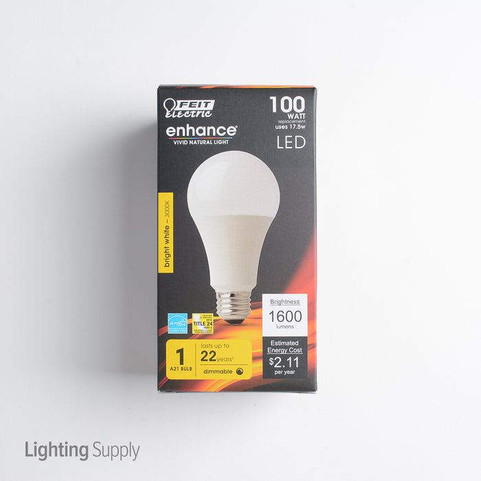 Feit Electric LED A21 100W Equivalent 1600Lm Dimmable 25000 Hours 3000K CEC Compliant Bulb (OM100DM/930CA)