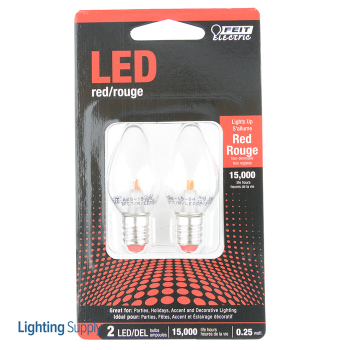 Feit Electric LED Red Nightlight Replacement Bulbs 2-Pack (BPC7/R/LEDG2/2)