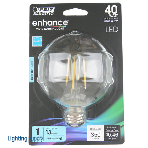 Feit Electric LED Globe G25 40W Equivalent 350Lm Filament Clear Glass Medium 5000K CEC Compliant Bulb (BPG2540/950CA/FIL/RP)