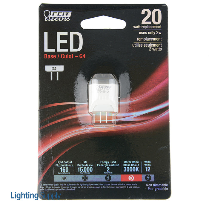 Feit Electric LED Non-Dimmable G4 Base 12V 20W Equivalent Bulb 3000K (G4/LED/CAN)