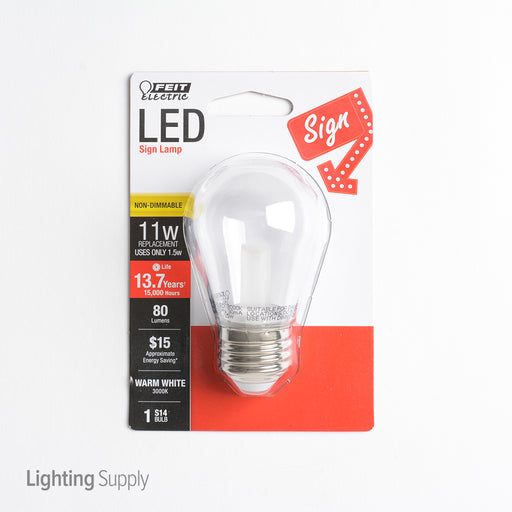 Feit Electric LED S14 Bulb Non-Dimmable Clear Medium Base Bulb 3000K (BPS14/SU/LED)