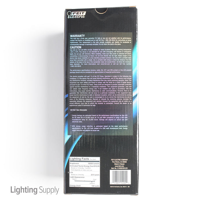 Feit Electric LED Ultra Bright Yard Light Bulb 120V Medium E26 Base 10000Lm 5000K Bulb (C10000/5K/LEDG2)