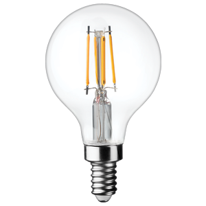 TCP LED Filaments High CRI Decorator Lamp G16 4W 350Lm 2400K E12 Base Dimmable Clear 92 CRI (FG16D4024E12SCL92)