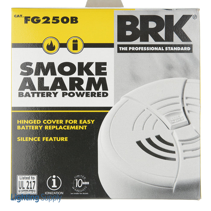 First Alert BRK Battery Powered Smoke Alarm 9V Carbon Zinc Battery Silence RV Approved (FG250B)