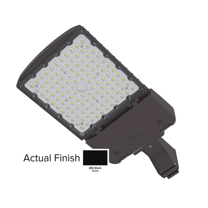 ESL Vision AL Series 150W Maximum CCT Adjustable 3000K/4000K/5000K Built In Receptacle/Shorting Cap 120-277V Photocell Fixed Universal Direct Mount T4 Left Lens Black Finish (ESL-AL-75150W-13050-BKFUDM-T4L-PC)