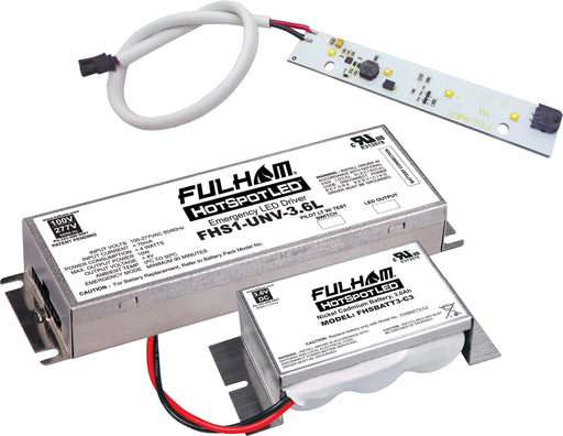 Fulham Hot Spot 1 Emergency Lighting Retrofit 3W 450Lm 145 Minute (FHS1-UNV-3.6L) And (1X) (FHS6AR3WL) And FHSBATT3-C3 Battery Pack And UL Label (FHSKITT03LNC)