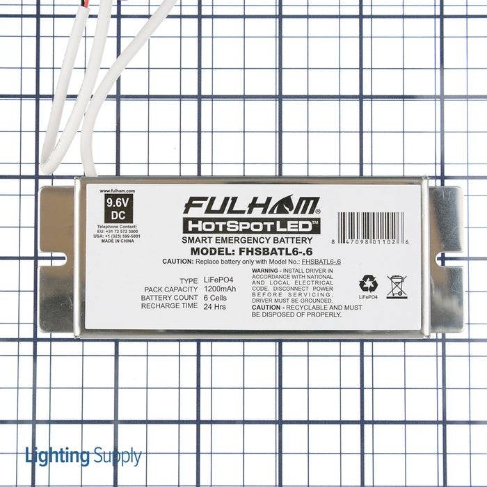 Fulham Hotspot 2 Battery Pack LiFePO4 (Lithium Iron) 6 Cells 1.2 Amp Hours Equals 6W Maximum Load For 90 Minutes (FHSBATL6-.6)
