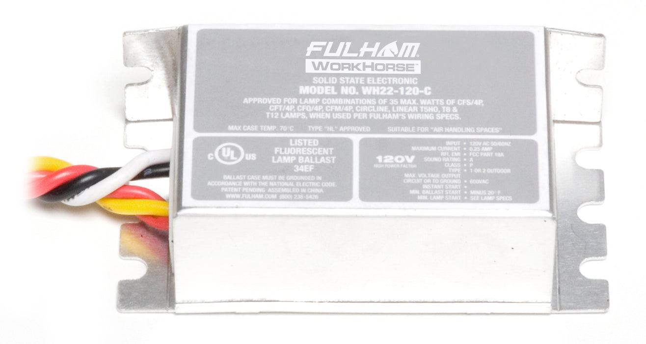 Fulham Instant Start Electronic Fluorescent Workhorse Ballast For (1-2) 35W Maximum Lamps Run At 120V (WH22-120-C)