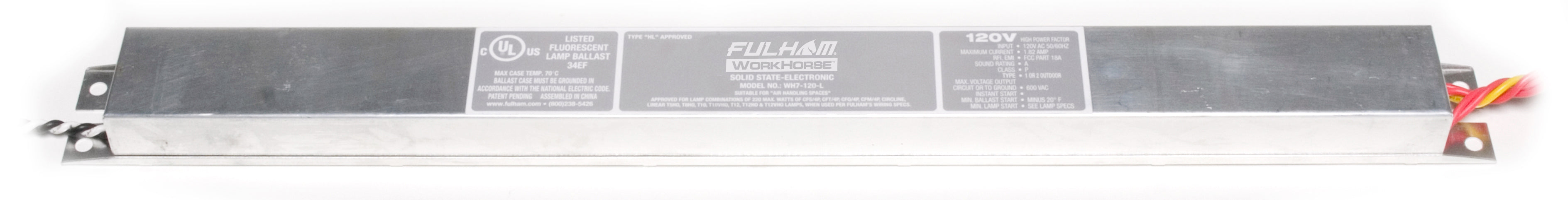 Fulham Instant Start Electronic Fluorescent Workhorse Ballast For (1-4) 220W Maximum Lamps Run At 120V (WH7-120-L)