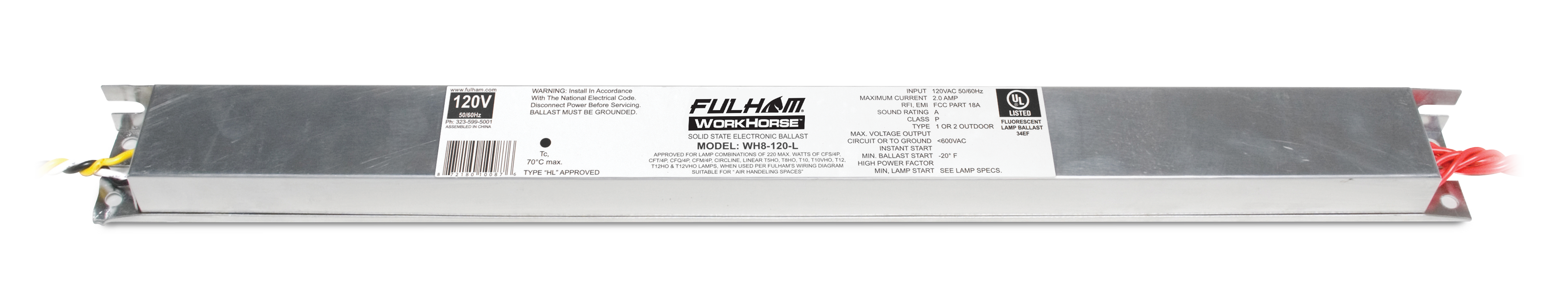 Fulham Instant Start Electronic Fluorescent Workhorse Ballast For (1-6) 220W Maximum Lamps Run At 120V (WH8-120-L)