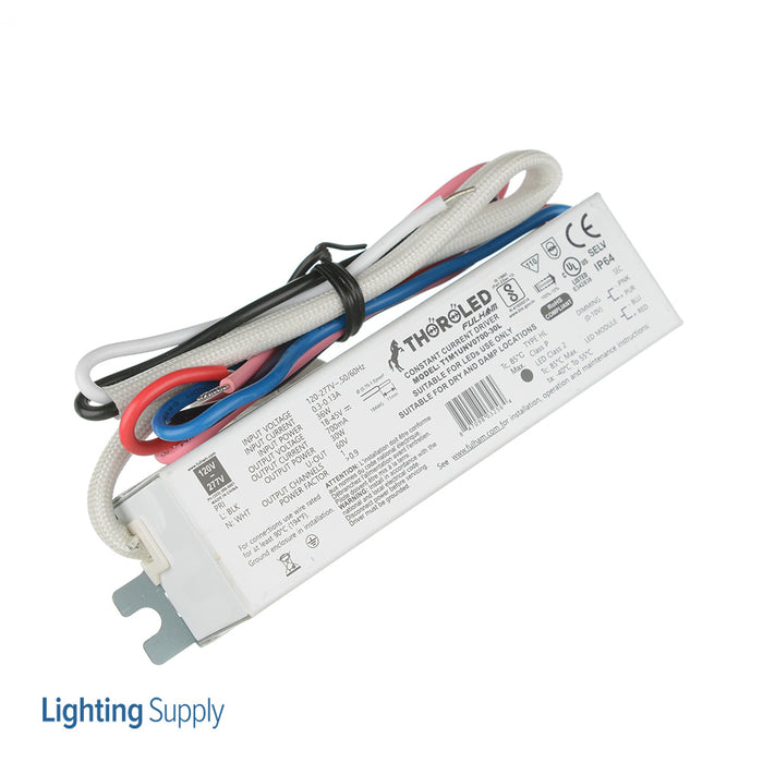 Fulham ThoroLED 0-10V Dimming LED Driver Universal Voltage Input 700mA Constant Current 30W Maximum 21-42VDC Long Case With Side Leads IP64 (T1M1UNV0700-30L)