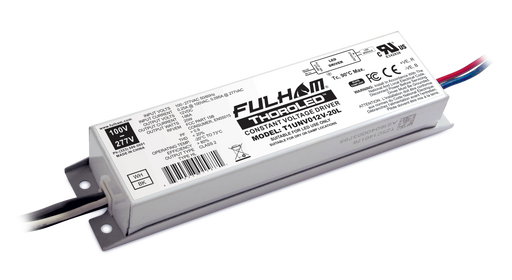 Fulham ThoroLED Single Channel 0-10V Dimming LED Driver Universal Voltage Input 12VDC Constant Voltage Output 20W Maximum IP62 (T1M1UNV012V-20L)