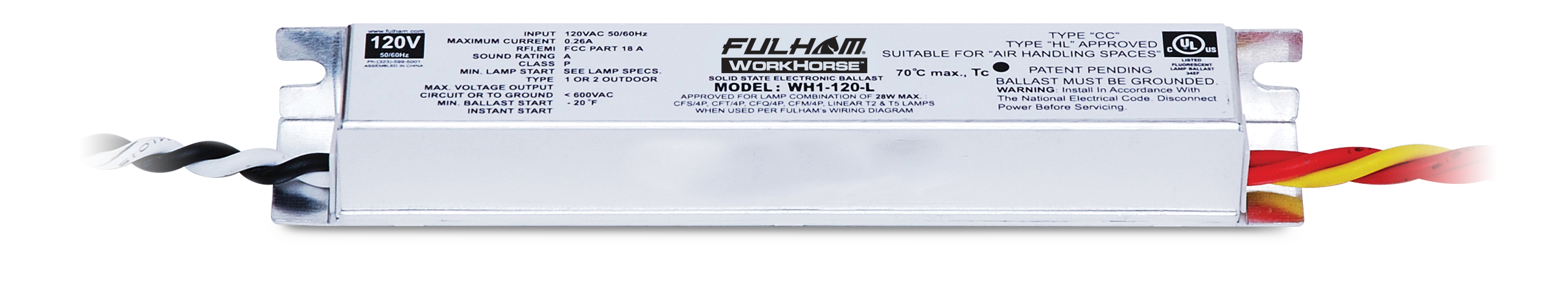 Fulham Workhorse Instant Start Electronic Fluorescent Ballast For (1) F21T5 Lamp 120V #ANSI C82.11 (WH1-120-L)