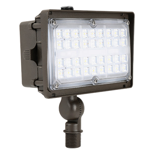 Trace-Lite Small LED Flood 27W Wide Distribution 5000K 120-277V Knuckle Mount Bronze Finish Button Photocontrol (FXA-27-W-VS-5K-BR-KN-PC)