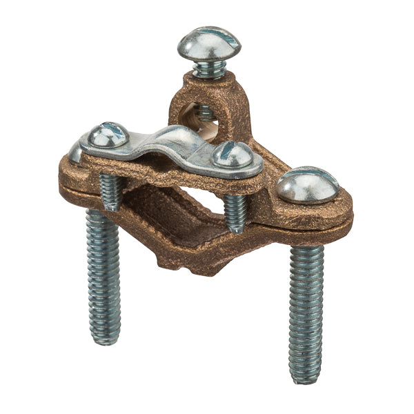 NSI Bronze Ground Clamp With Adapters 1/2 Inch-1 Inch Water Pipe Size 4 STR Ground Wire Maximum (G-20)