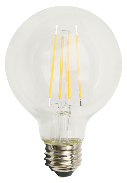 TCP LED Filament Lamp G25 60W Incandescent Replacement Dimmable E26 Base 2700K 8W High Output Clear (FG25DHL27KEC)