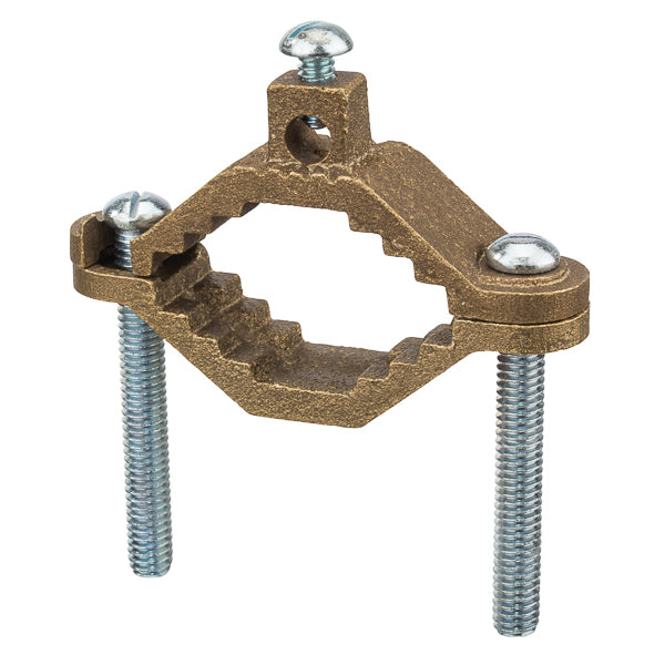 NSI Heavy-Duty Bronze Ground Clamp 1-1/4 Inch-2 Inch Water Pipe Size 2 STR Wire Maximum (G-2)