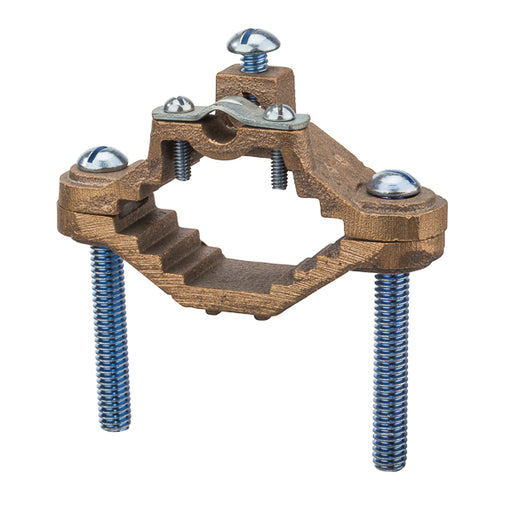NSI Bronze Ground Clamp With Adapters 1-1/4 Inch-2 Inch Water Pipe Size 4 STR Ground Wire Maximum (G-66)