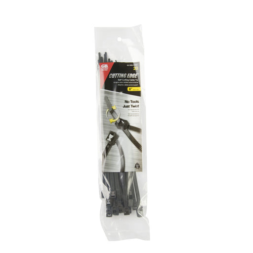 Gardner Bender 8 Inch Self Cutting Cable Tie Black 50 Pound Bag Of 20 (45-308UVBSC)