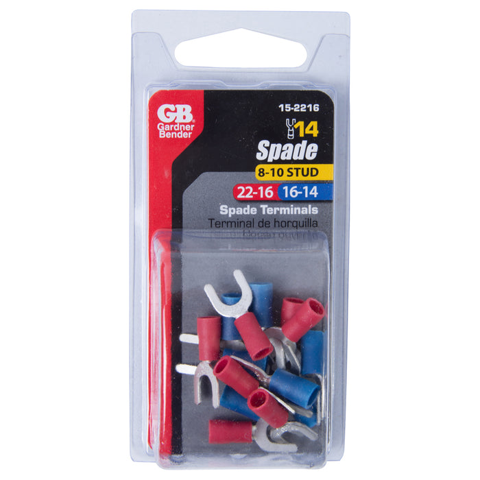 Gardner Bender Assorted Spade Terminals 22-18 16-14 8-10 Stud Package Of 14 (15-2216)