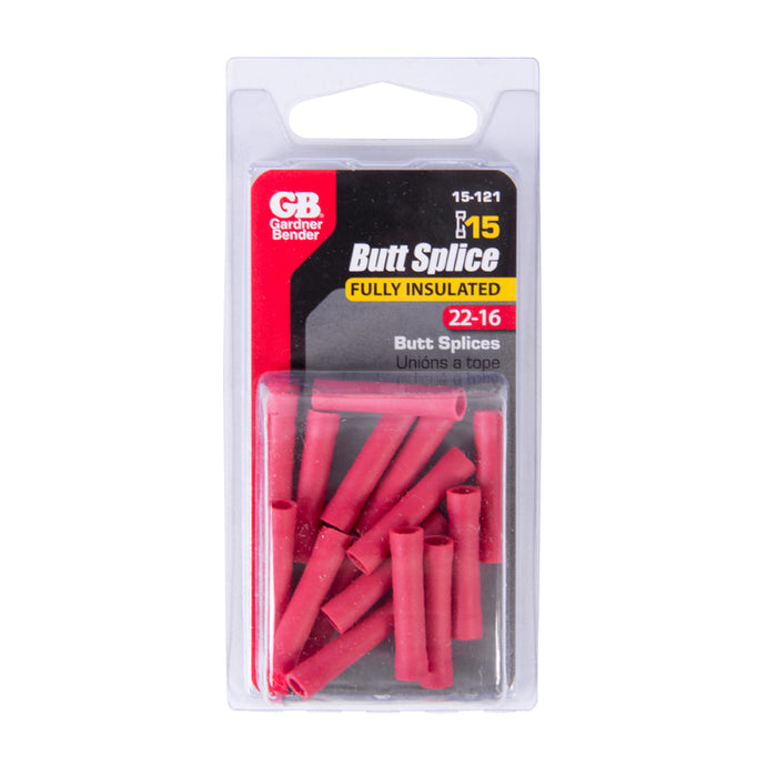 Gardner Bender Butt Splice 22-16 AWG Red Package Of 15 (15-121)