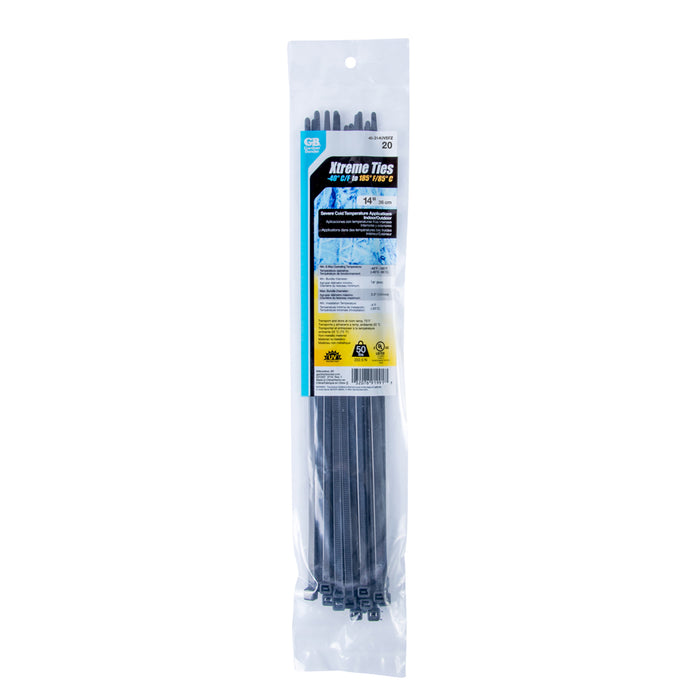 Gardner Bender Cable Tie 14 Inch Xtreme Black 50 Pound Bag Of 20 (45-314UVBFZ)