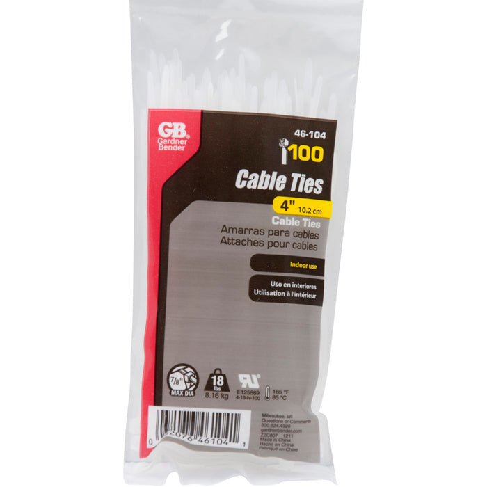 Gardner Bender Cable Tie 4 Inch 18 Pound Bag Of 100 (46-104)