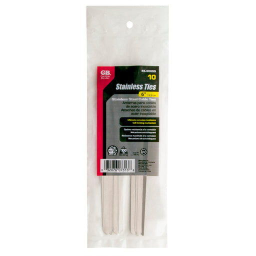 Gardner Bender Cable Tie 6 Inch 100# Stainless Steel Bag Of 10 (45-306SS)
